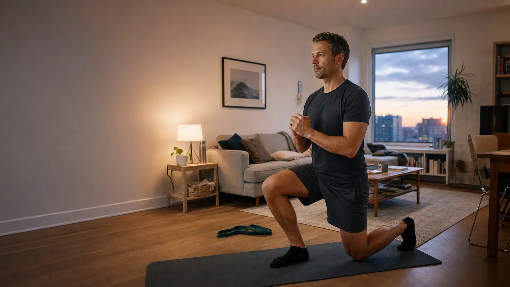 A short home strength workout in a real living room.